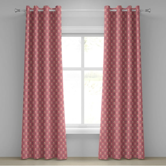 Ambesonne Floral Grommet Curtain, Romantic Tulip Flowers, 50" x 84", Purple Cream Pale Pink