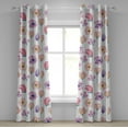 thumbnail image 1 of Ambesonne Floral Grommet Curtain, Simple Flowers Romance Print, 50"x84", Pink Pale Yellow and Blue, 1 of 5