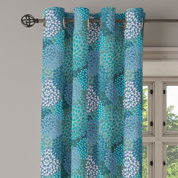 Ambesonne Floral Grommet Curtain Single Panel, Clove Petals Vibrant, 50"x60", Petrol Blue Teal