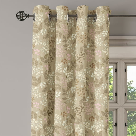 Ambesonne Floral Grommet Curtain Single Panel, Daisies Romantic Ornate, 50"x60", Tan Pink Cream