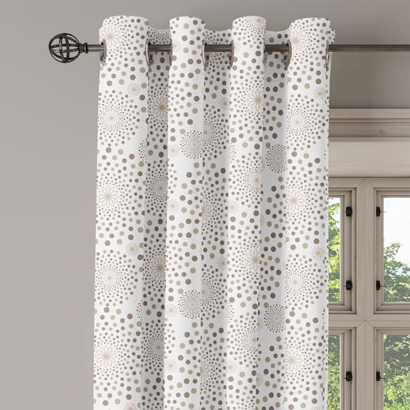 Ambesonne Floral Grommet Curtain Single Panel, Nostalgia Circles Dots, 50"x60", Warm Taupe Cocoa
