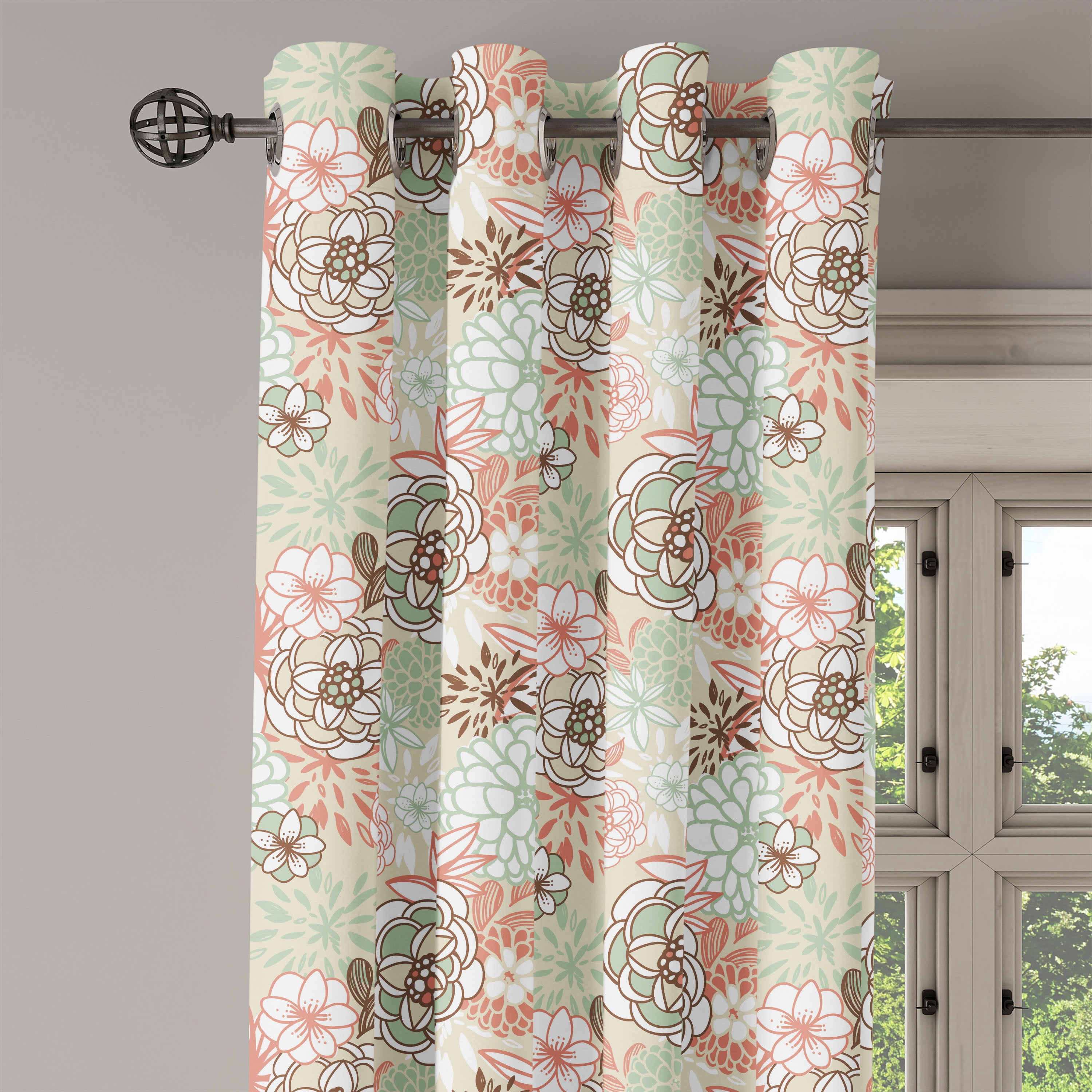 Ambesonne Floral Grommet Curtain Single Panel, Romantic Wildflowers, 50