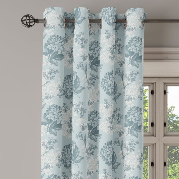 Ambesonne Floral Grommet Curtain Single Panel, Vintage Romantic Plants, 50"x60", Pale Blue Grey