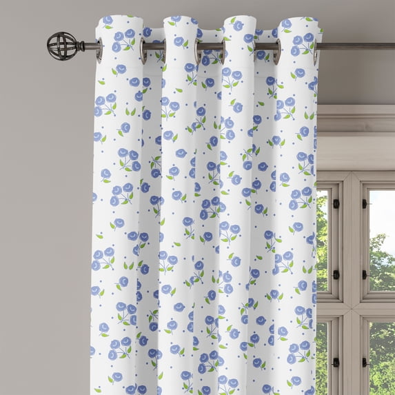 Ambesonne Floral Grommet Curtain Single Panel, Vintage Rose Bouquets, 50"x60", Violet Blue Green White