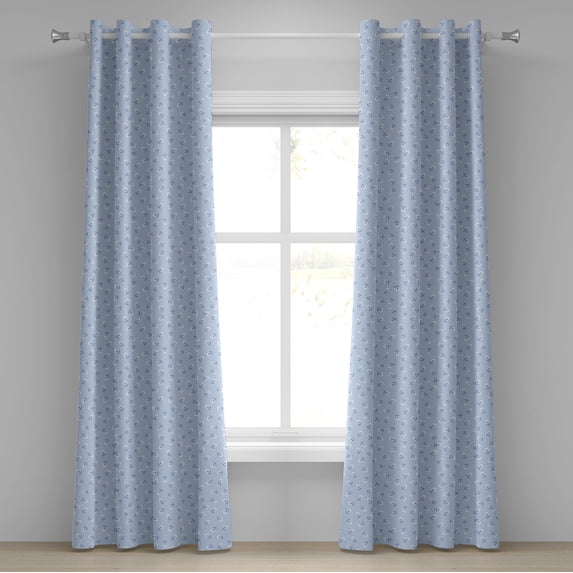 Ambesonne Floral Grommet Curtain, Small Retro Flowers, 50" x 120", Blue Violet Pale Blue
