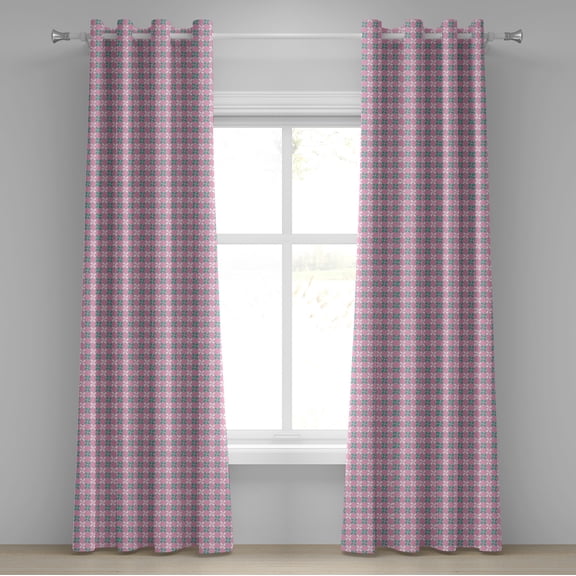 Ambesonne Floral Grommet Curtain, Spring Flowers Chain, 50" x 84", Pale Pink White Teal