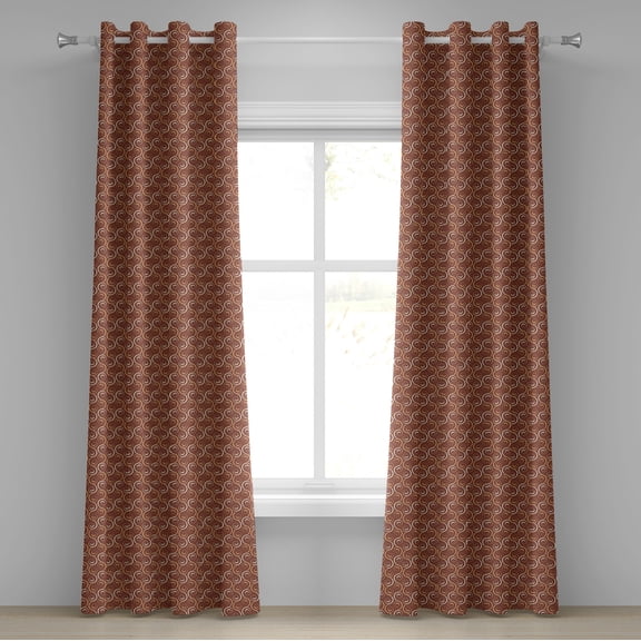 Ambesonne Floral Grommet Curtain, Spring Ornament Motif, 50" x 72", Dark Orange Sand Brown