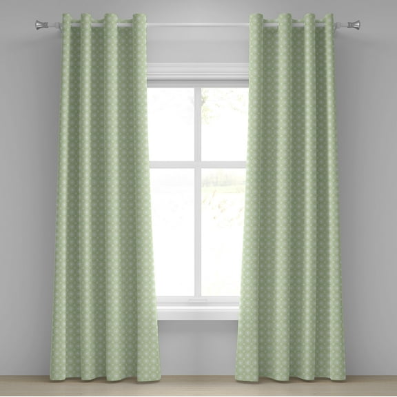 Ambesonne Floral Grommet Curtain, Symmetrical Geometric, 50" x 108", Pistachio Green White