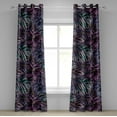 thumbnail image 1 of Ambesonne Floral Grommet Curtain, Tropical Forest Leaves Retro, 50"x96", Quartz Turquoise and Black, 1 of 5