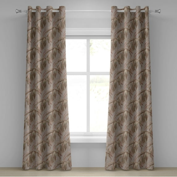 Ambesonne Floral Grommet Curtain, Tropical Vibe Leaf Pattern, 50"x96", Pale Grey Reseda Green