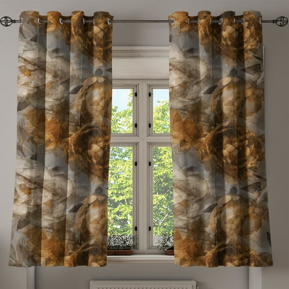 Ambesonne Floral Grommet Curtain, Vintage Feels Peony Flowers, 50"x60", Dimgray Ginger and Warm Taupe