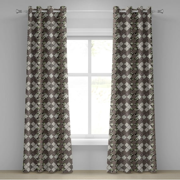 Ambesonne Floral Grommet Curtain, Vintage Flowers Bridal, 50" x 72", Brown Beige