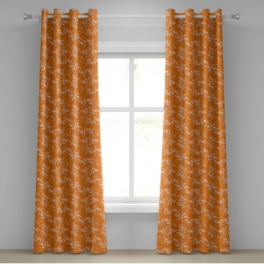 Ambesonne Floral Grommet Curtain, Vivid Blooms Spring Tree, 50" x 108", Orange Lilac