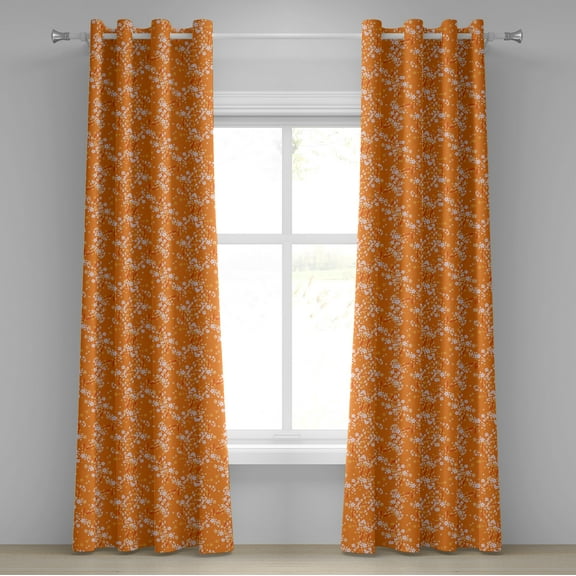 Ambesonne Floral Grommet Curtain, Vivid Blooms Spring Tree, 50" x 108", Orange Lilac