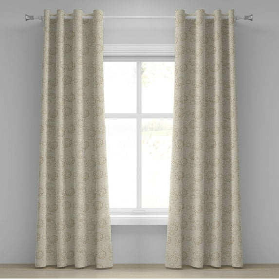 Ambesonne Floral Grommet Curtain, Warm Colored Paisley, 50" x 120", Cream Tan