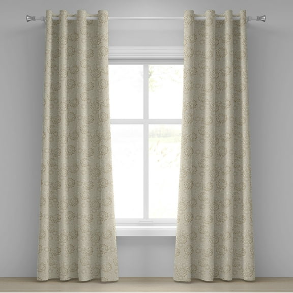 Ambesonne Floral Grommet Curtain, Warm Colored Paisley, 50" x 84", Cream Tan