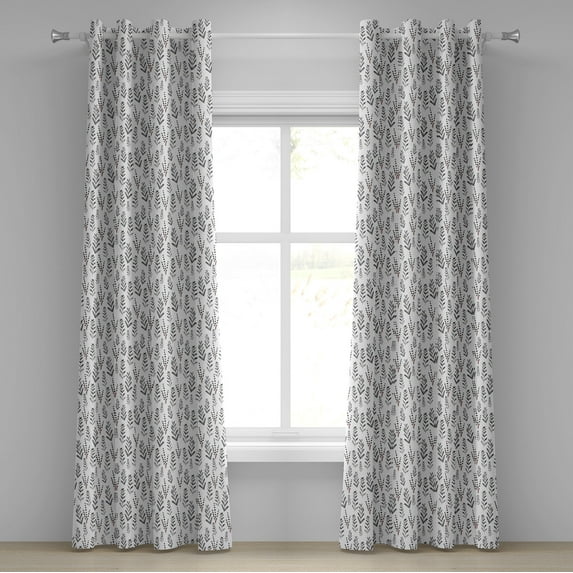 Ambesonne Floral Grommet Curtain, Watercolor Branches, 50" x 108", Dried Rose Black