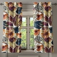 thumbnail image 1 of Ambesonne Floral Grommet Curtain, Wild Flowers Hexagon Forms, 50"x60", Plum Orange and Dark Blue, 1 of 5