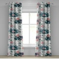 thumbnail image 1 of Ambesonne Floral Grommet Curtain, Wild Peonies Leaves Modern, 50"x108", Petrol Blue Pink Peach, 1 of 5