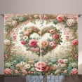 thumbnail image 1 of Ambesonne Floral Heart Curtains 2 Panel Set, Tender Medieval Garden, 108" x 90", Laurel Green and Pink, 1 of 3