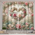 thumbnail image 1 of Ambesonne Floral Heart Kitchen Curtains, Tender Medieval Garden, 55"x24", Laurel Green and Pink, 1 of 3