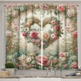 thumbnail image 1 of Ambesonne Floral Heart Kitchen Curtains, Tender Medieval Garden, 55"x36", Laurel Green and Pink, 1 of 3