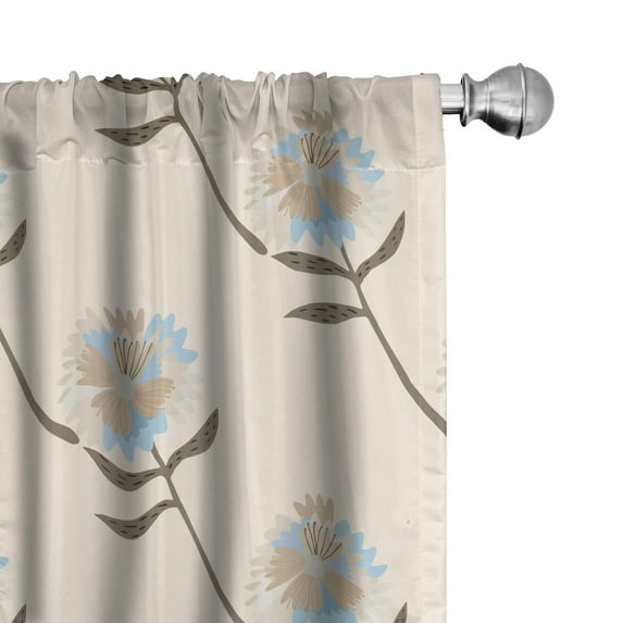Ambesonne Floral Inspiration Curtains, Asters Flowers, Pair of 28"x95", Beige Cocoa Soft Blue