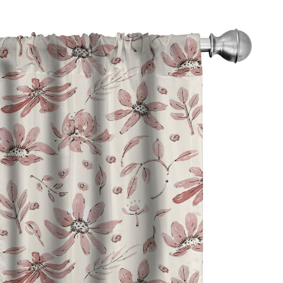 Ambesonne Floral Inspiration Curtains, Botanical Theme, Pair of 28"x63", Dried Rose and Eggshell