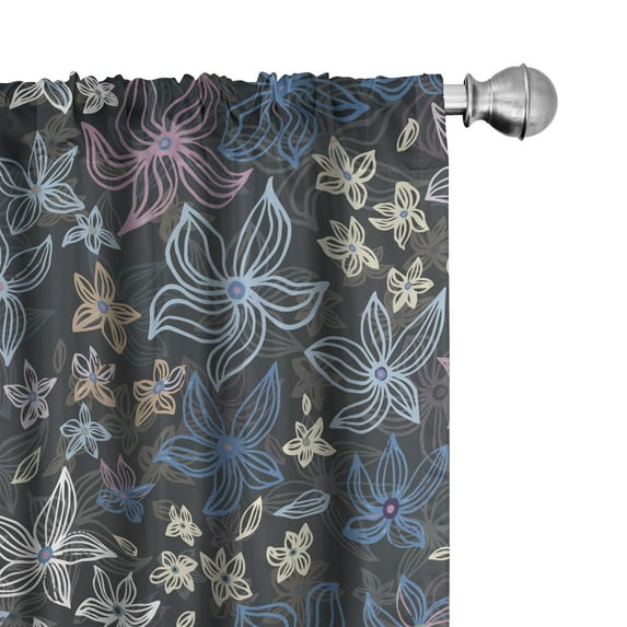 Ambesonne Floral Inspiration Curtains, Jazmine Garden, Pair of 28"x95", Blush Blue Multicolor