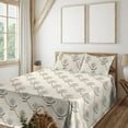 thumbnail image 1 of Ambesonne Floral Inspiration Fitted & Flat Sheet with Shams 4 Pcs Set, Asters Flowers, King, Beige Cocoa Soft Blue, 1 of 1