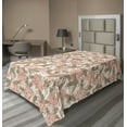 thumbnail image 1 of Ambesonne Floral Inspiration Flat Bedding Sheet Soft Top Sheet, Japanese Theme, Twin XL, Salmon Dark Tan Eggshell, 1 of 1