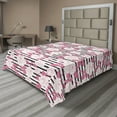 thumbnail image 1 of Ambesonne Floral Inspiration Flat Bedding Sheet Soft Top Sheet, Roses on Stripes, Queen, Pastel Pink White Black, 1 of 1