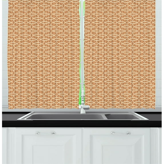 Ambesonne Floral Kitchen Curtains, Abstract Various Flowers, 55"x39", Dark Orange Sand Brown