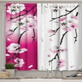 thumbnail image 1 of Ambesonne Floral Kitchen Curtains, Apricot Flowers Blooms, 55"x45", Pink Black White, 1 of 3