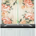 thumbnail image 1 of Ambesonne Floral Kitchen Curtains, Blooming Hydrangea Flowers, 55"x39", Reseda Green Salmon, 1 of 2