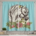 thumbnail image 1 of Ambesonne Floral Kitchen Curtains, Boho Horse Poppy Portrait, 55"x39", Apple Green and Turquoise, 1 of 2