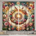 thumbnail image 1 of Ambesonne Floral Kitchen Curtains, Botanical Colorful Circle, 55"x24", Orange Evergreen Pink, 1 of 3