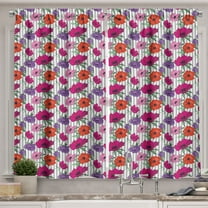 Ambesonne Floral Kitchen Curtains, Colorful Anemone Flowers, 55"x36", Multicolor