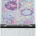 thumbnail image 1 of Ambesonne Floral Kitchen Curtains, Dandelions Leaves Swirls, 55"x39", Multicolor, 1 of 2
