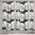 thumbnail image 1 of Ambesonne Floral Kitchen Curtains, Exotic Orchid Contours Art, 55"x45", Black and Off White, 1 of 1