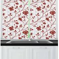 thumbnail image 1 of Ambesonne Floral Kitchen Curtains, Monochrome Rose Leaves, 55"x39", Ruby Beige White, 1 of 2