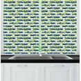 thumbnail image 1 of Ambesonne Floral Kitchen Curtains, Nature Bloom Silhouette, 55"x45", Apple Green Navy Blue, 1 of 3