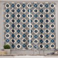 thumbnail image 1 of Ambesonne Floral Kitchen Curtains, Ornate Circles Inspiration, 55"x39", Ruby Beige Navy Blue, 1 of 3