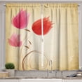 thumbnail image 1 of Ambesonne Floral Kitchen Curtains, Red Flowers Nature, 55"x39", Sand Brown Red Pink, 1 of 3