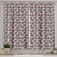 thumbnail image 1 of Ambesonne Floral Kitchen Curtains, Red-Tone Flowers Hand-Drawn, 55"x24", Raspberry and Olive Green, 1 of 3