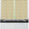 thumbnail image 1 of Ambesonne Floral Kitchen Curtains, Romantic Roses Leaves Images, 55"x45", Pale Orange and Reseda Green, 1 of 1