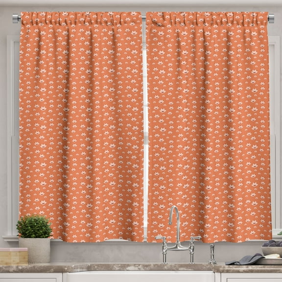 Ambesonne Floral Kitchen Curtains, Scandinavian Style Flower, 55"x39", Burnt Sienna Blush