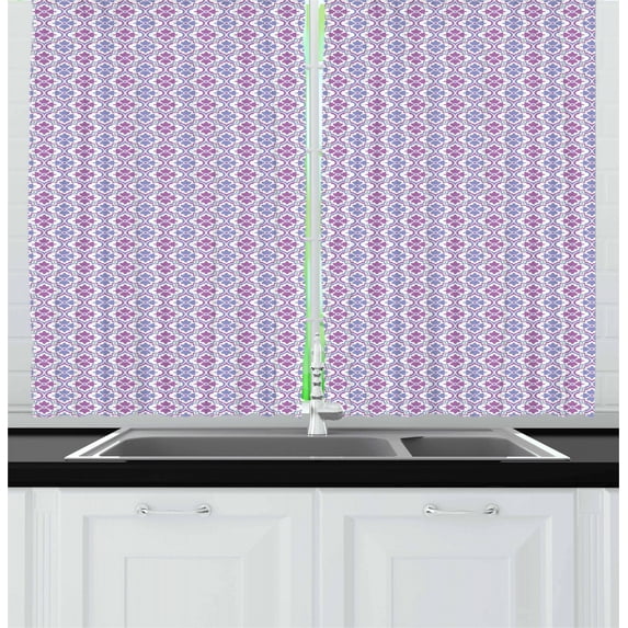 Ambesonne Floral Kitchen Curtains, Turkish Motifs, 55"x39", Multicolor