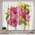 thumbnail image 1 of Ambesonne Floral Kitchen Curtains, Vibrant Hibiscus Flower, 55"x39", Earth Yellow Fuchsia, 1 of 3