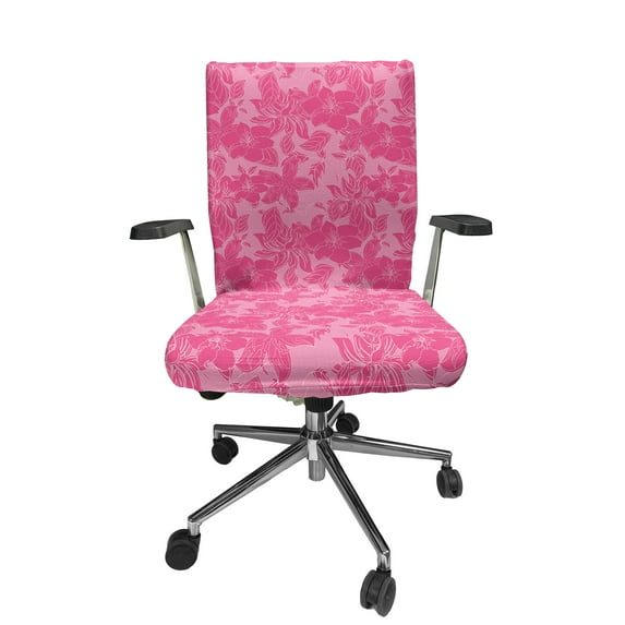 Ambesonne Floral Office Chair Cover Stretchable High Back, Monotone Flourishes Design, Pink